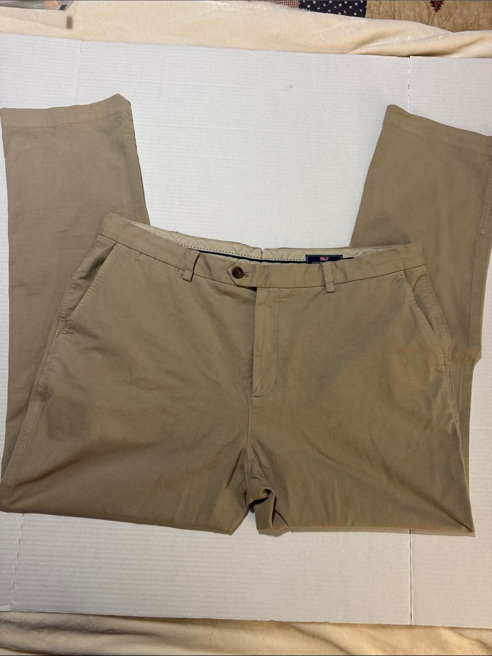 Vineyard Vines Men's Breaker Pants 40x32 Khaki Tan Cotton Wool Blend Chino (282)